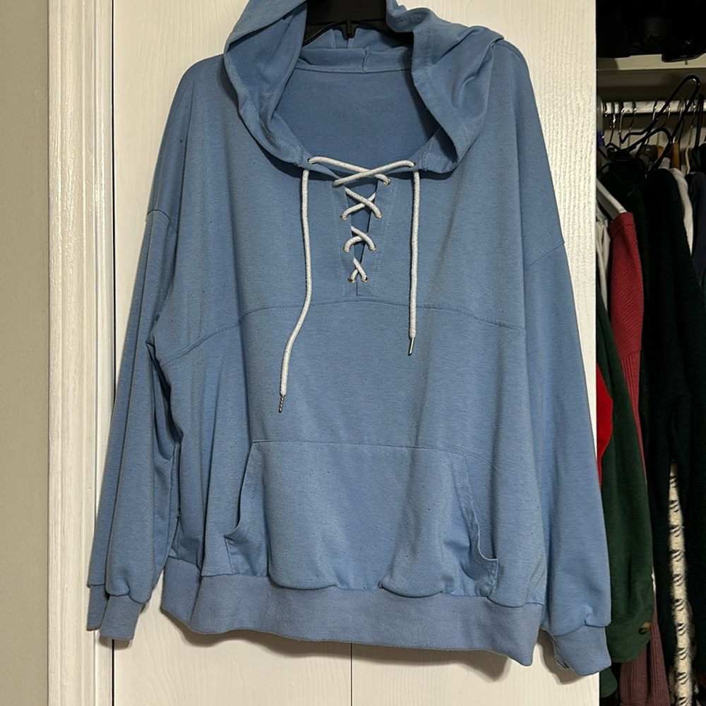 Blue hoodie with string